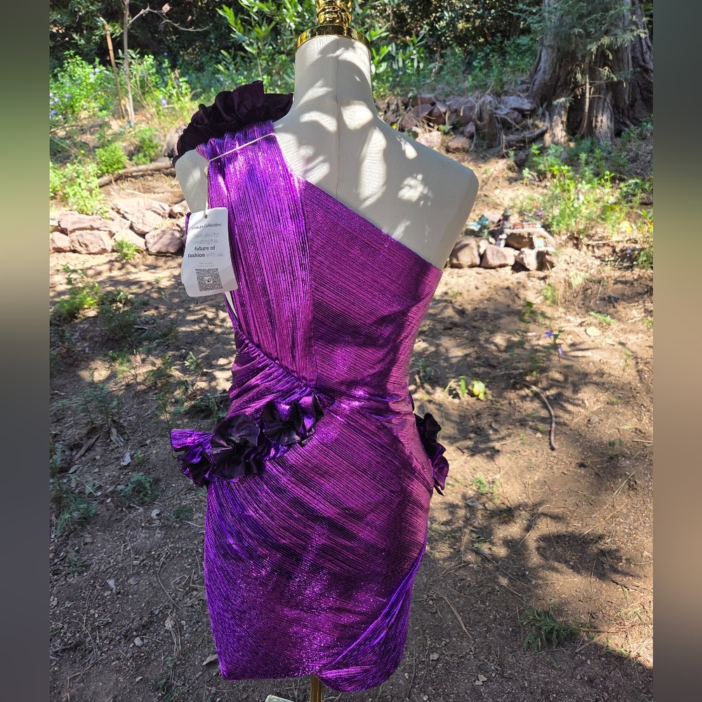 Miley Cyrus Alexandre Vauthier Purple One-Shoulder Ruffle Dress Size 36 - Picture 8 of 16